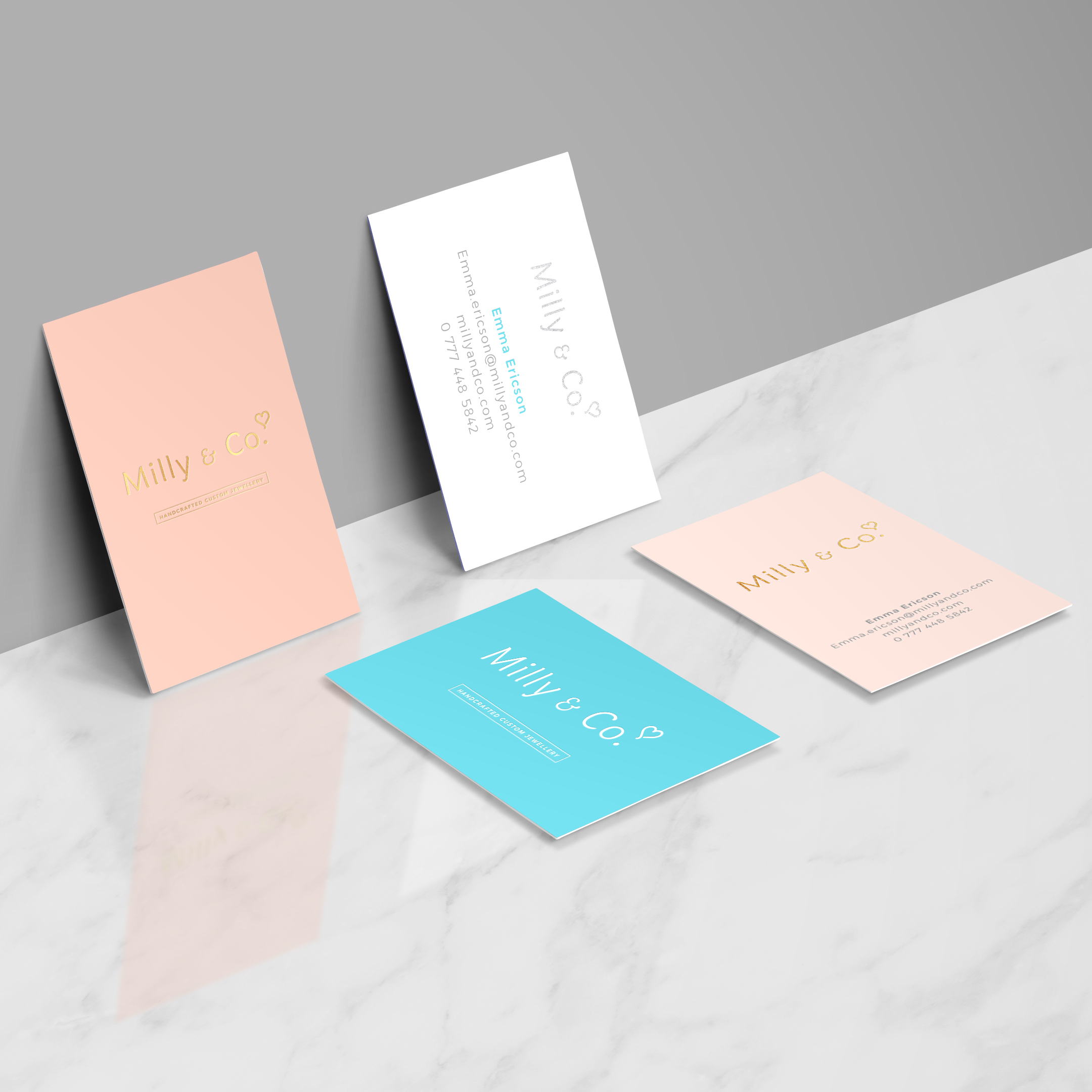 Business cards for silver jewellery maker