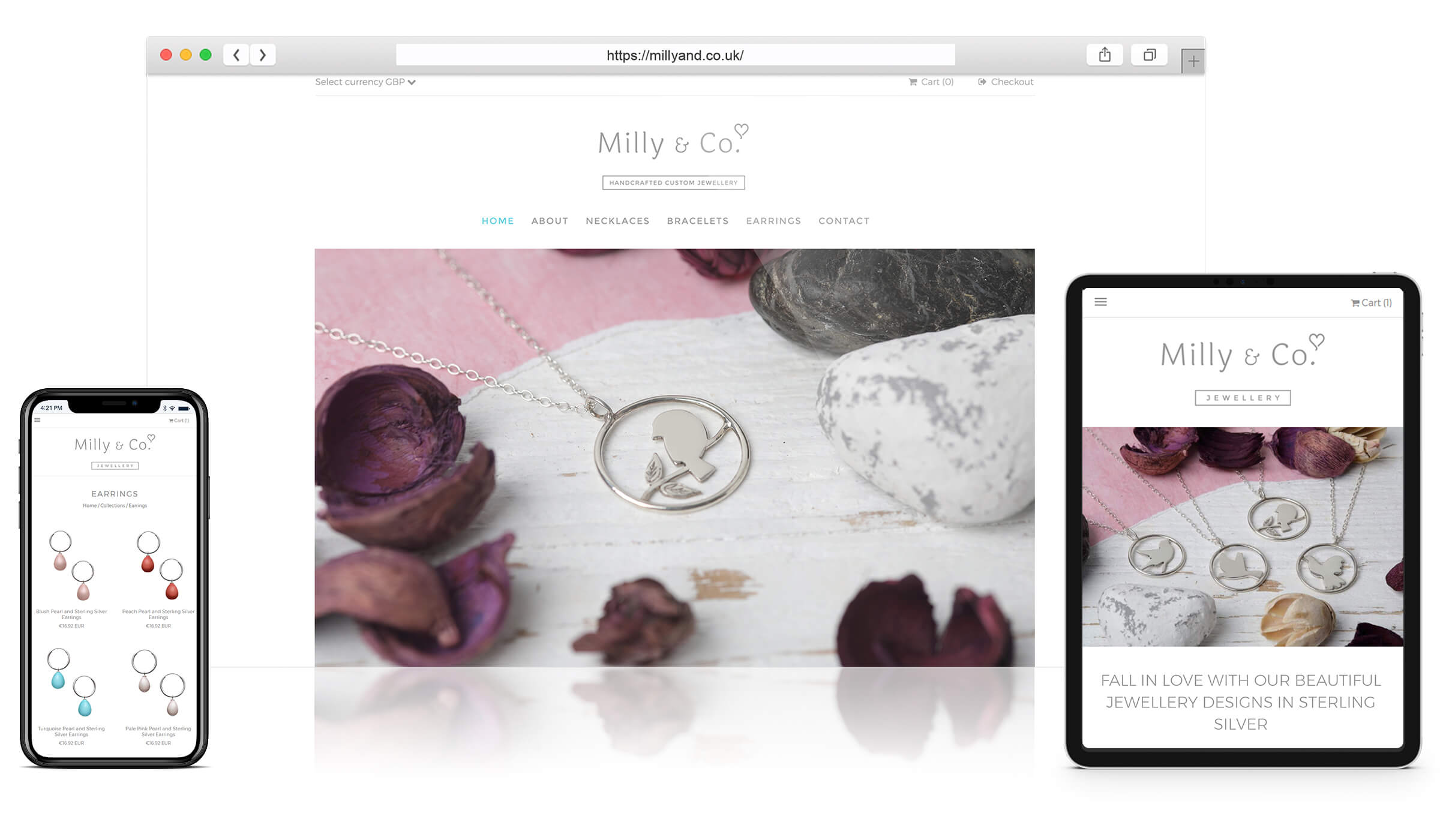 Custom Shopify website for hand-crafted silver jewellery producer
